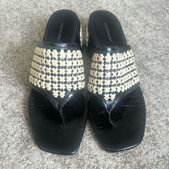 Tory Burch Woven Raffia Heeled Sandals 10 - Picture 3 of 7